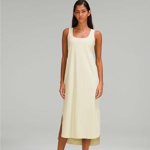 Lululemon Women’s Pima Cotton Open Back Midi Dress Dewy Bright Green Size 6 NWT